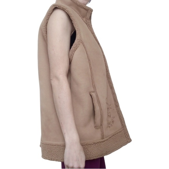 Vintage tan faux suede faux shearling warm vest size XL - Picture 4 of 4
